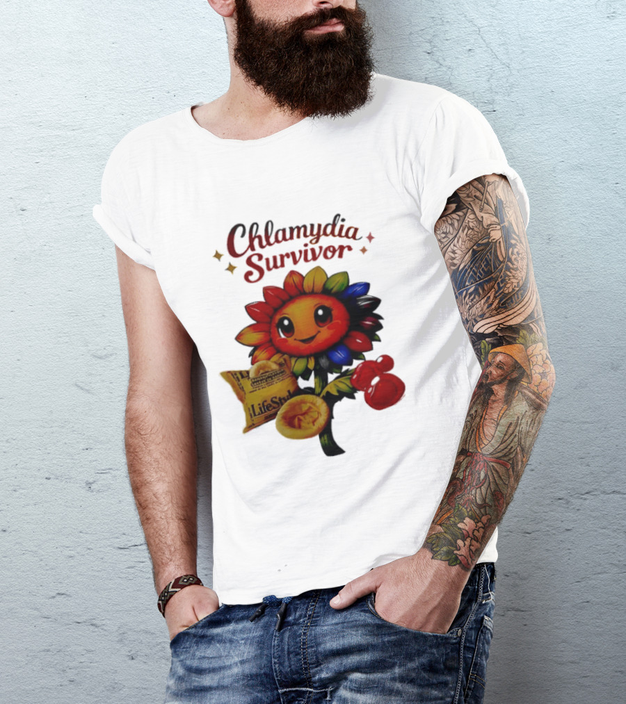 Chlamydia Survivor Rainbow Sunflower LifeStyles Condom Sexual Health Awareness STI STD T-Shirt
