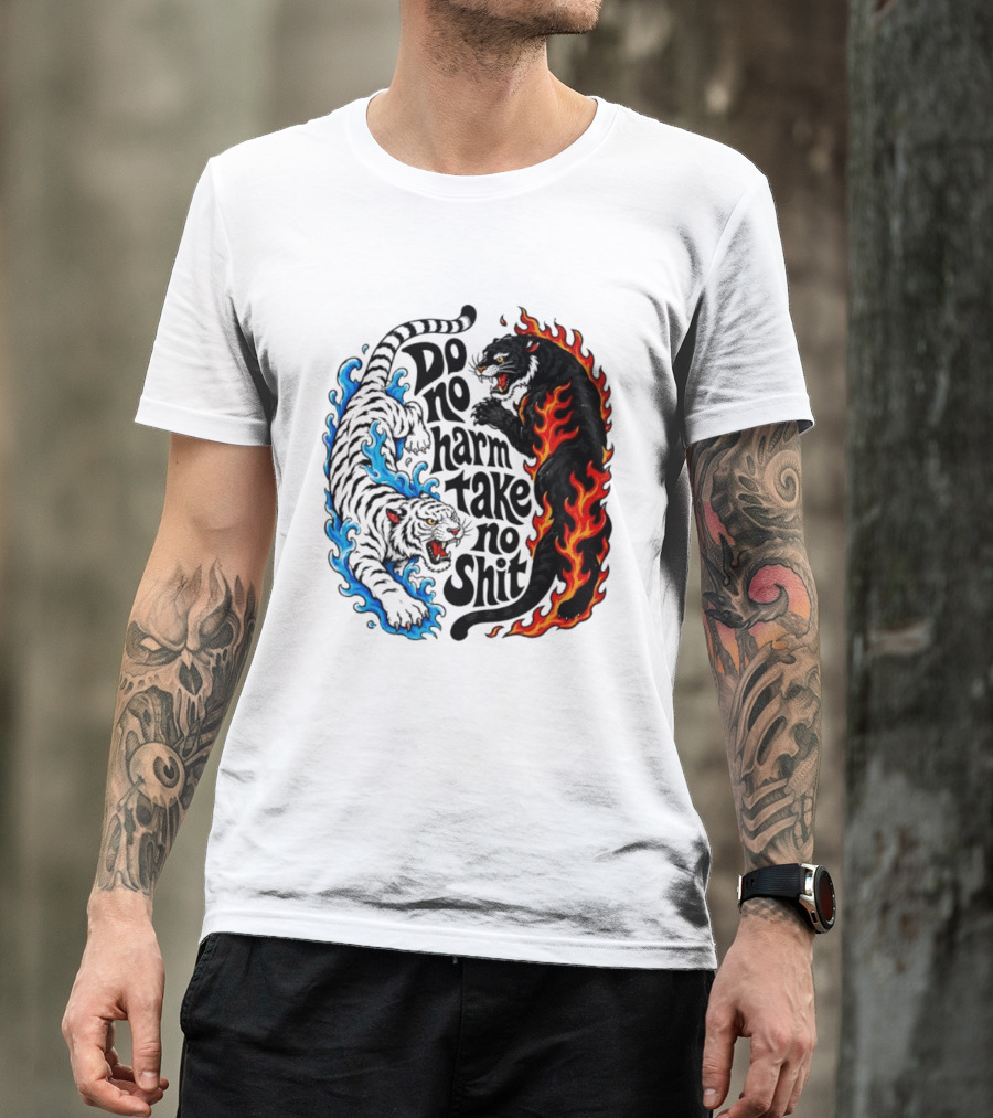 Do No Harm Take No Shit Blue Tiger And Fire Panther T-Shirt