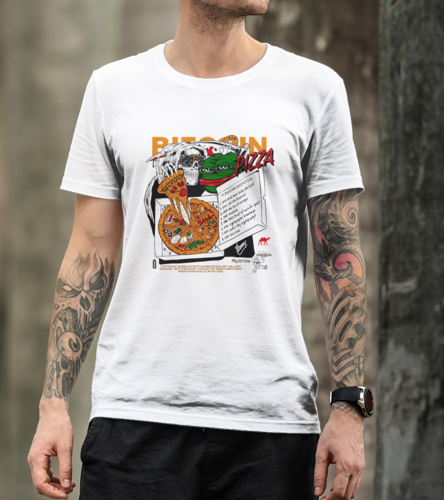 Kermit The Frog Pepe Pizza Ingredients Bitcoin Meme T-Shirt