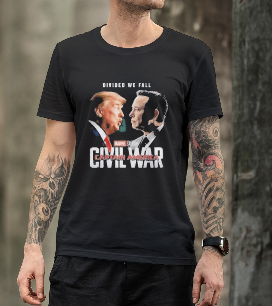 Marvel Studios Civil War Divided We Fall Captain America Trump Vs Elon T-Shirt