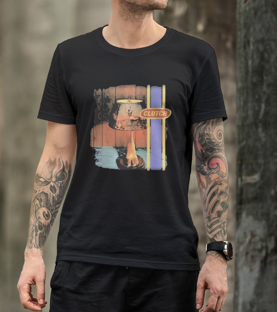 Clutch Transnational Speedway League Lamp Imagery With Deer And Wood Paneling T-Shirt