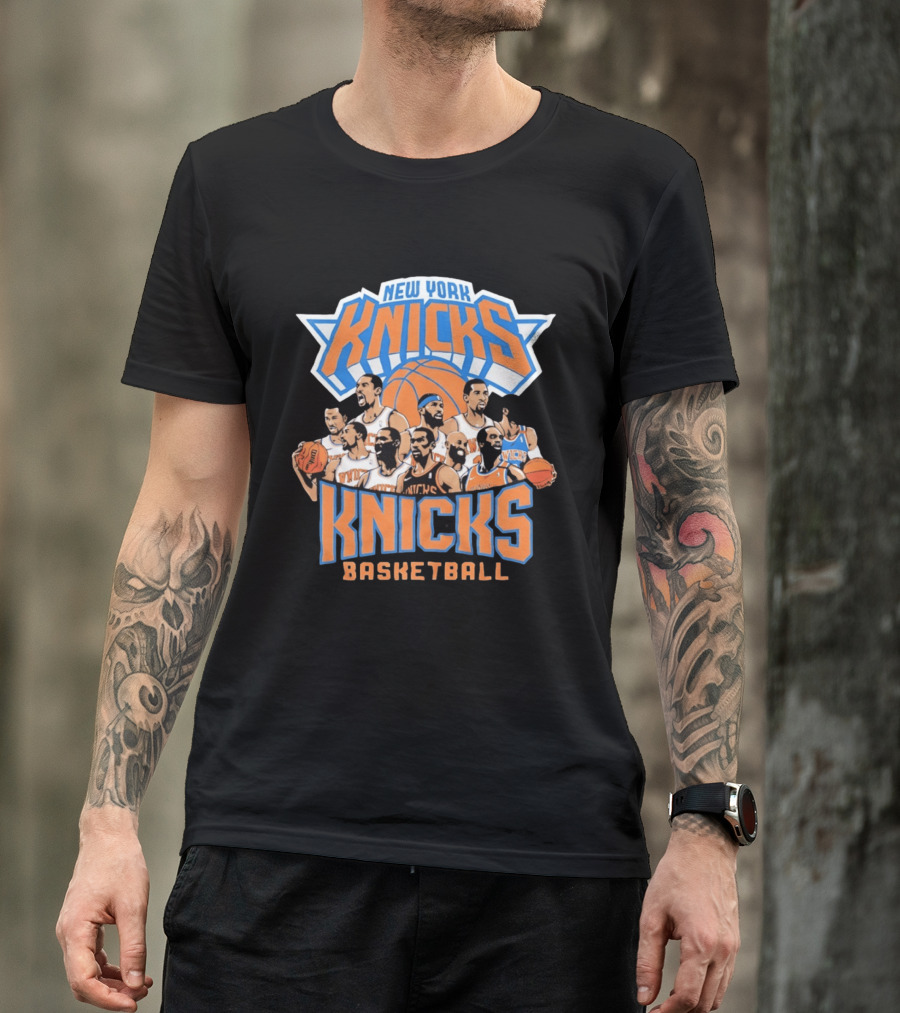 New York Knicks Basketball Team Legends Players Collage T-Shirt