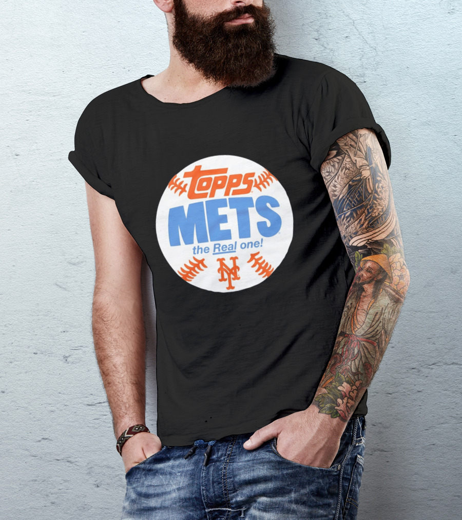 New York Mets Topps The Real One Baseball Shape T-Shirt