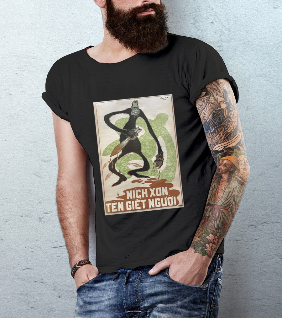 Nich Xon Tên Giết Người 1972 Vietnam War Propaganda Nixon USA Gorilla T-Shirt