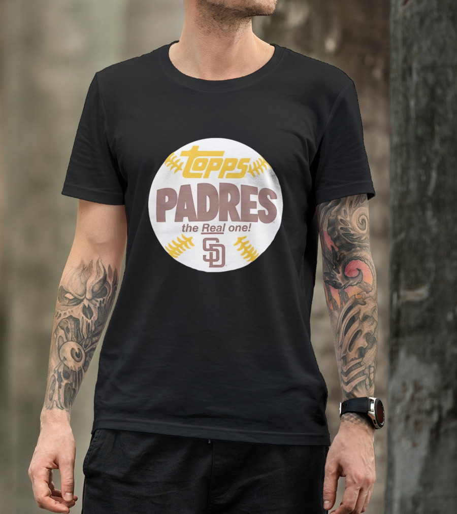 Topps Padres The Real One SD Logo Baseball Shape T-Shirt