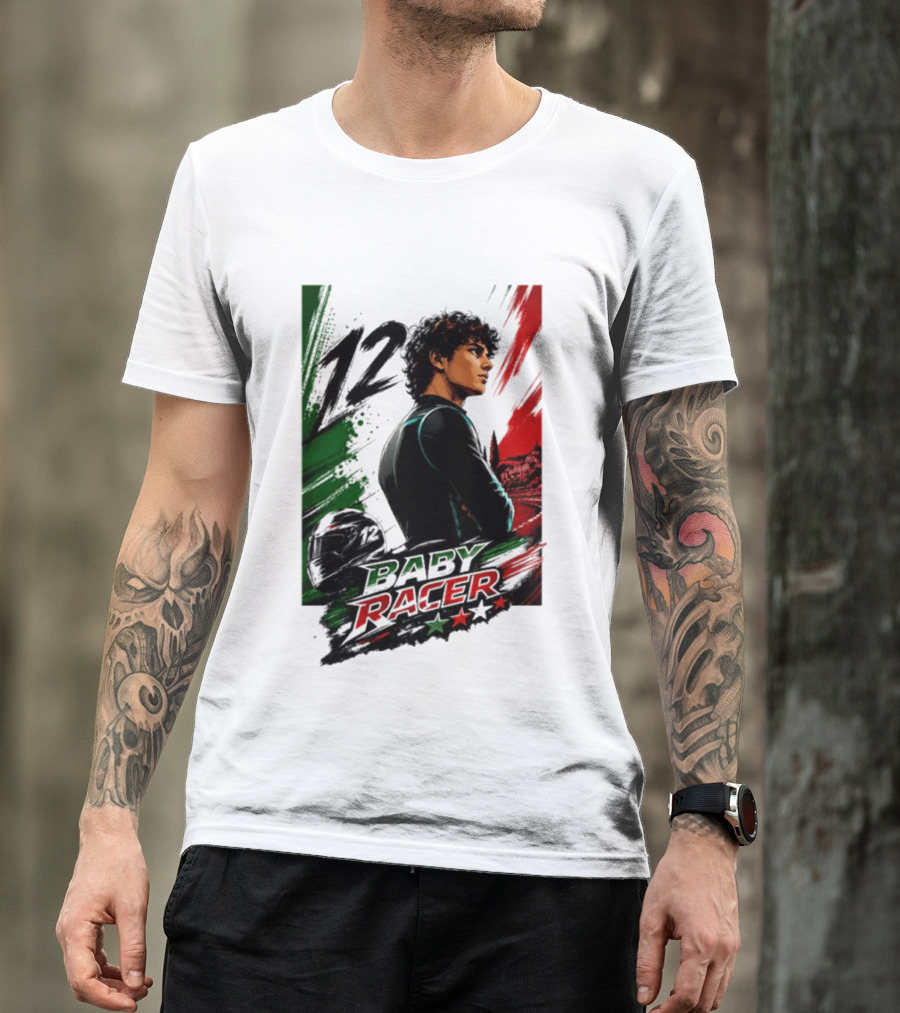 12 Baby Racer Italy Flag Motorcycle Racing Art With Italian T-Shirt