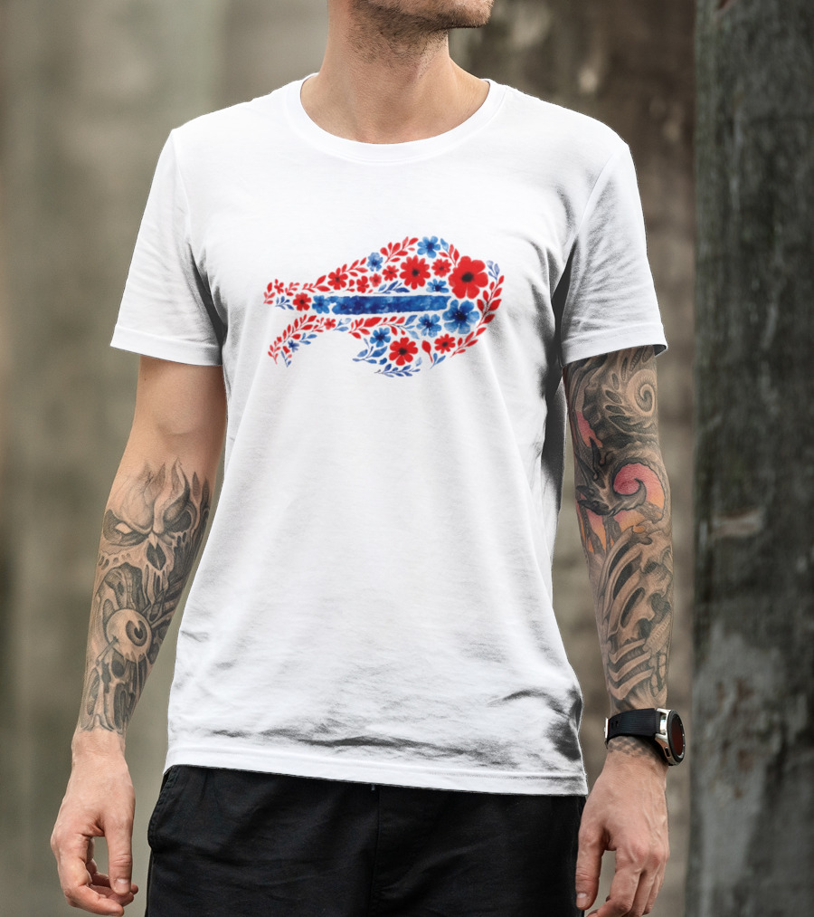 Buffalo Bills Floral Team Art Blue And Red Flowers T-Shirt
