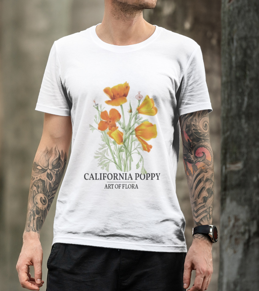 California Poppy Art Of Flora Botanical Nature T-Shirt