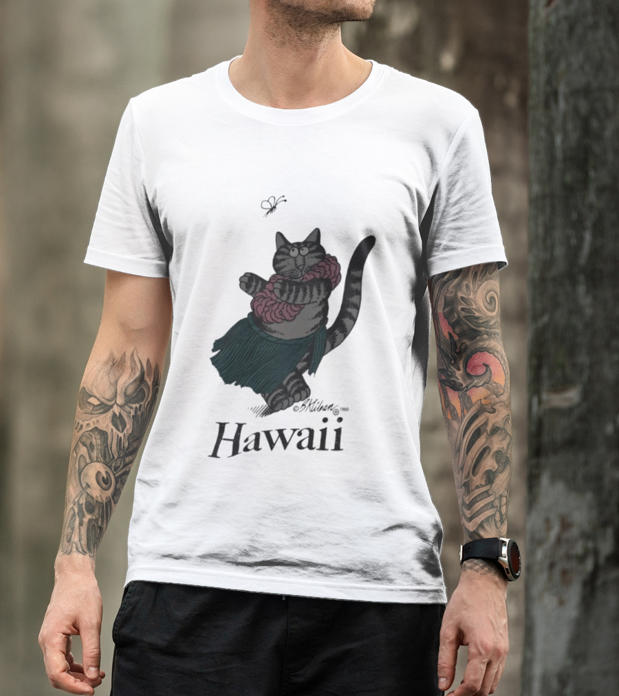 B Kliban Cat In Hula Skirt Hawaii T-Shirt
