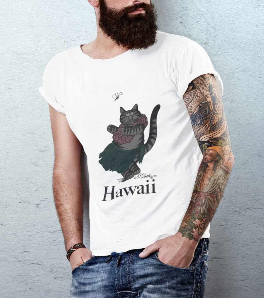 B Kliban Cat In Hula Skirt Hawaii T-Shirt