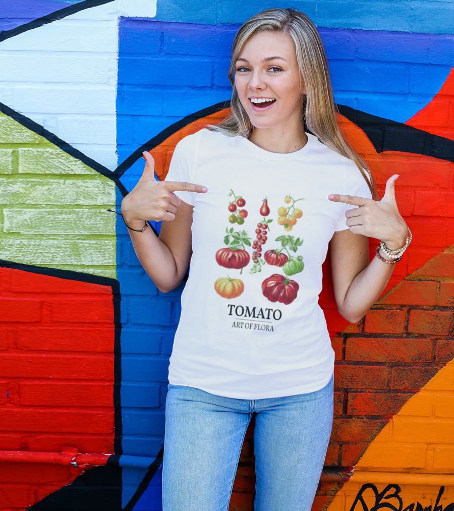 Tomato Art Of Flora Vegetables And Leaves Botanical Collection T-Shirt