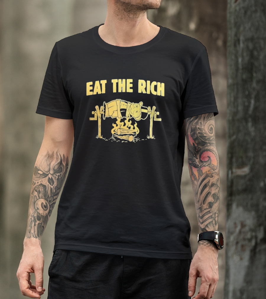 Eat The Rich Monopoly Man Over Campfire Satire T-Shirt