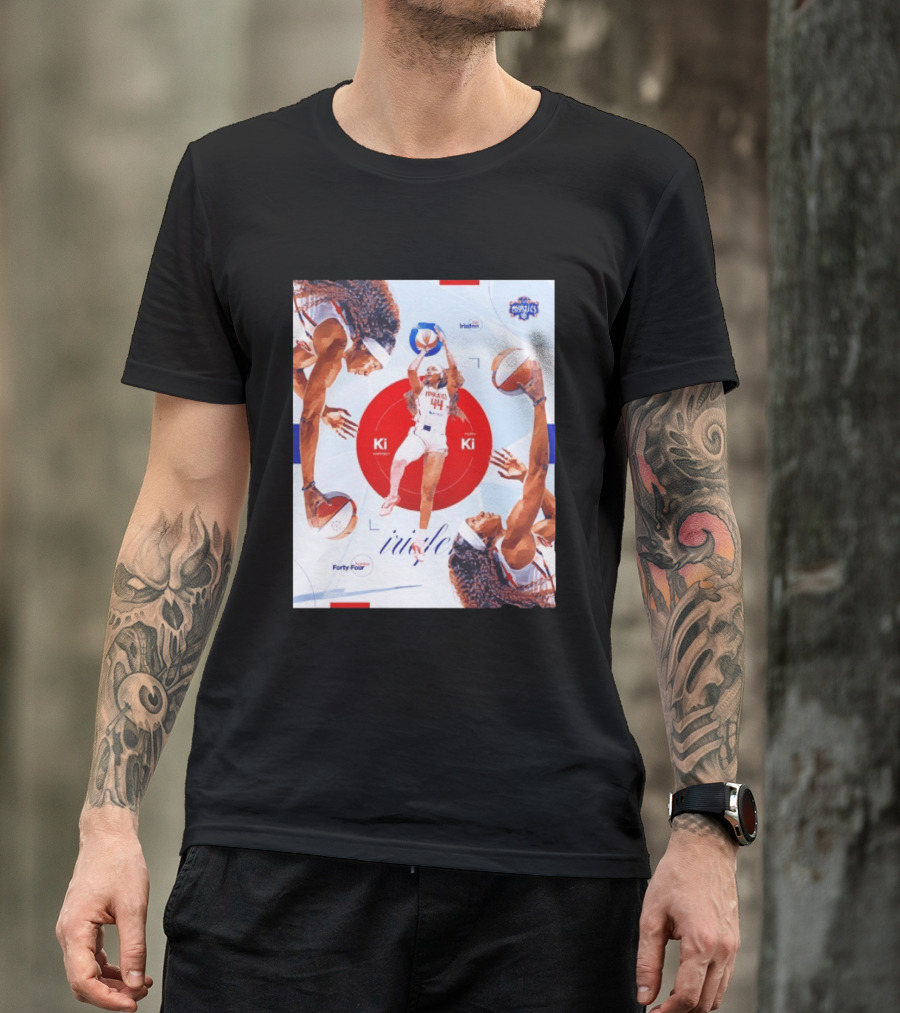 Washington Mystics Player Kiki Iriafen Number Forty Four Basketball Action Montage T-Shirt