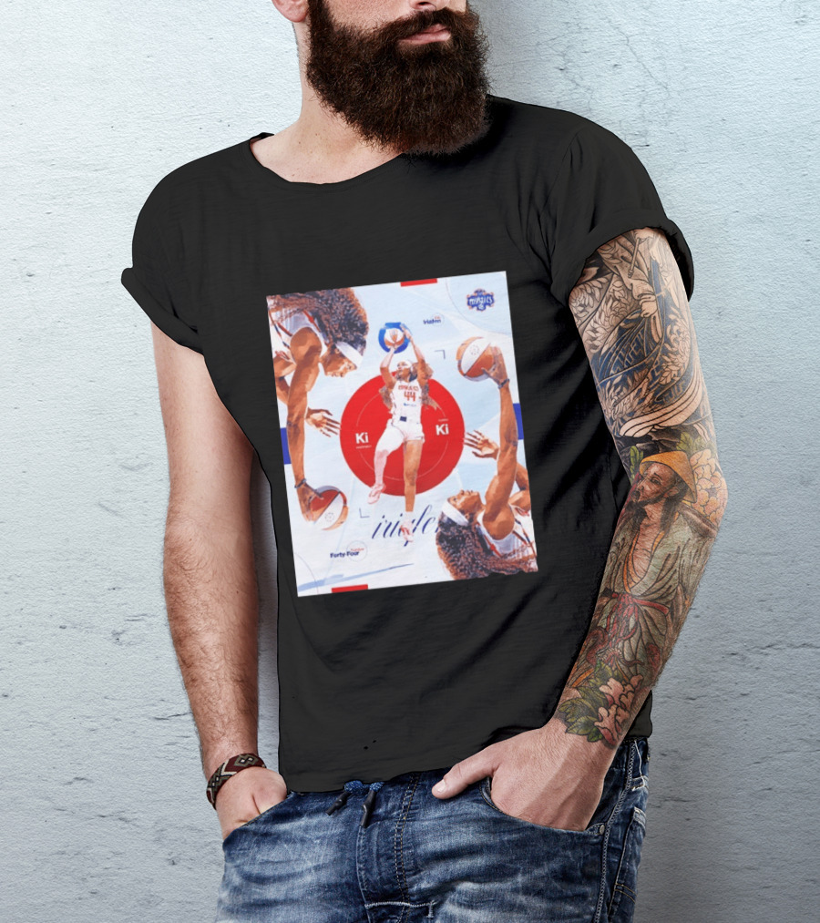 Washington Mystics Player Kiki Iriafen Number Forty Four Basketball Action Montage T-Shirt