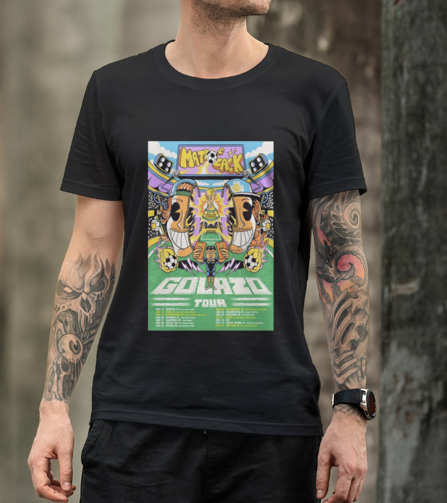 Matt And Zack Golazo Tour 26 June July Soccer Event Featuring Iconic World Cup Trophy And Speaker T-Shirt
