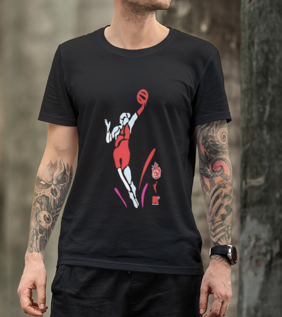Portland Fire WNBA Round 21 Basketball Victory Player Silhouette Flame T-Shirt