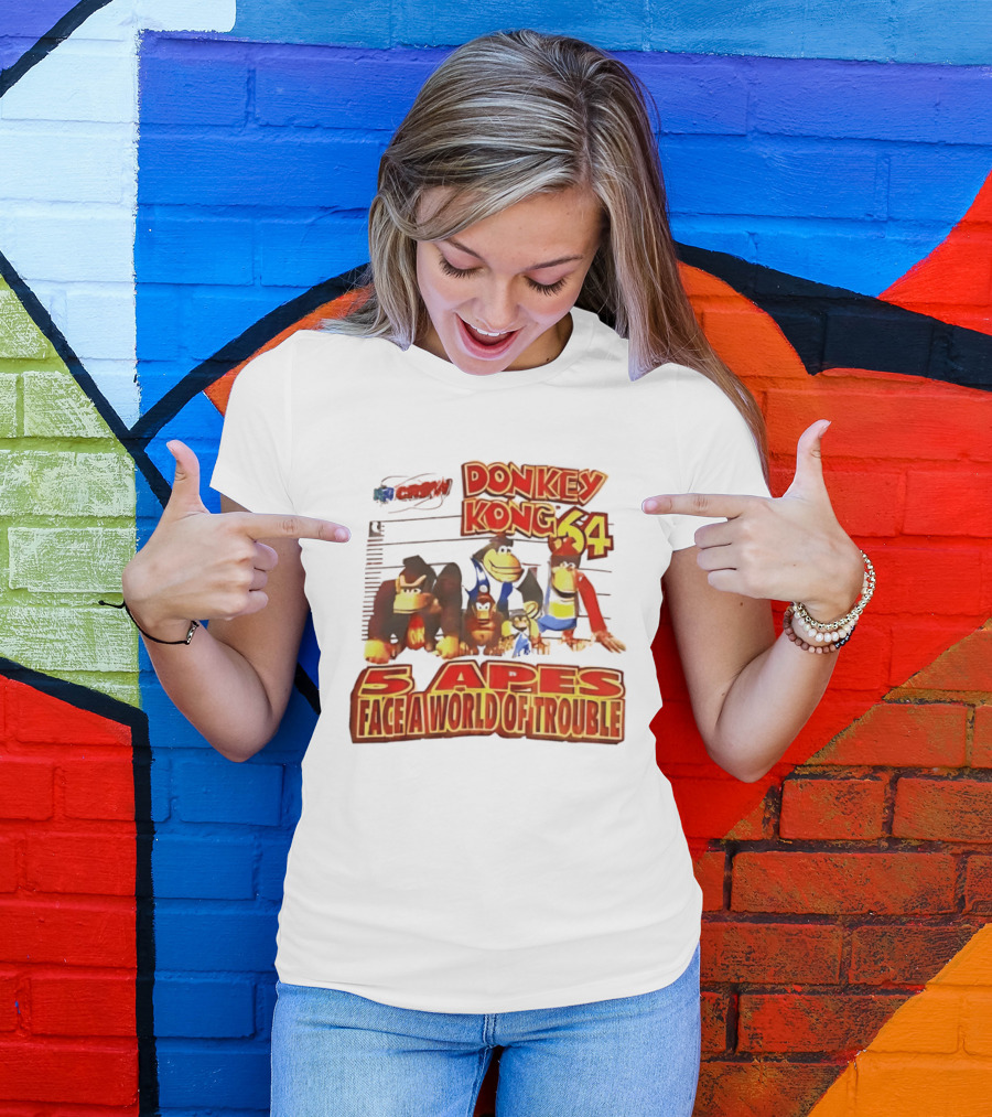 Donkey Kong 64 Five Apes Face A World Of Trouble T-Shirt
