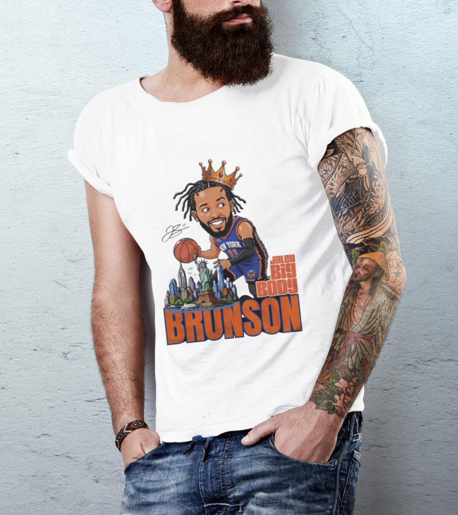 Jalen Brunson New York Knicks Big Body Crown Basketball Skyline Statue Of Liberty T-Shirt