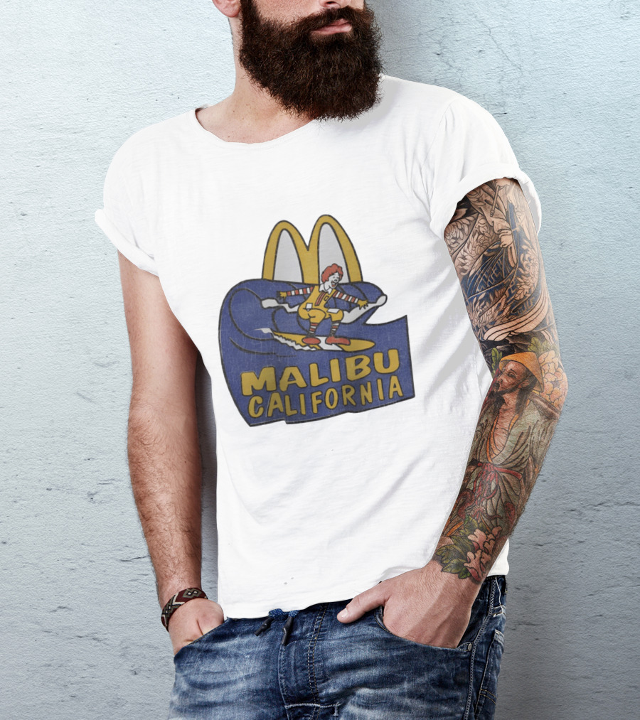 Malibu California Rare Ronald McDonald Surfing McDonald's Golden Arches T-Shirt