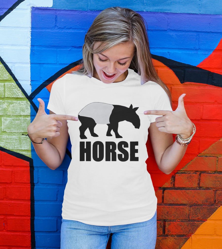 Mislabeled Animal Tapir Silhouette With Horse Text Optical Illusion T-Shirt