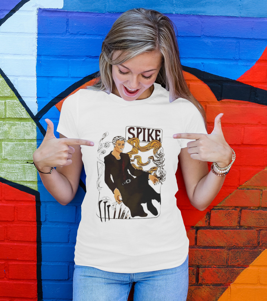 Spike Buffy The Vampire Slayer Illustrated Design With Abstract Vines And Accents T-Shirt