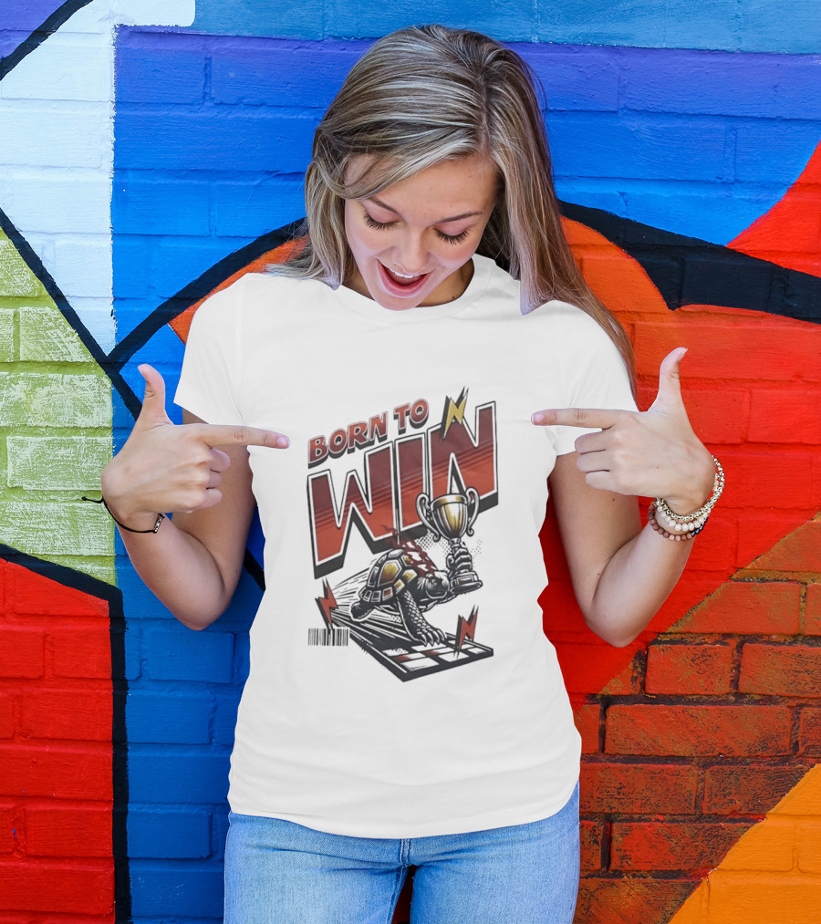 Born To Win Turtle With Trophy Racing T-Shirt