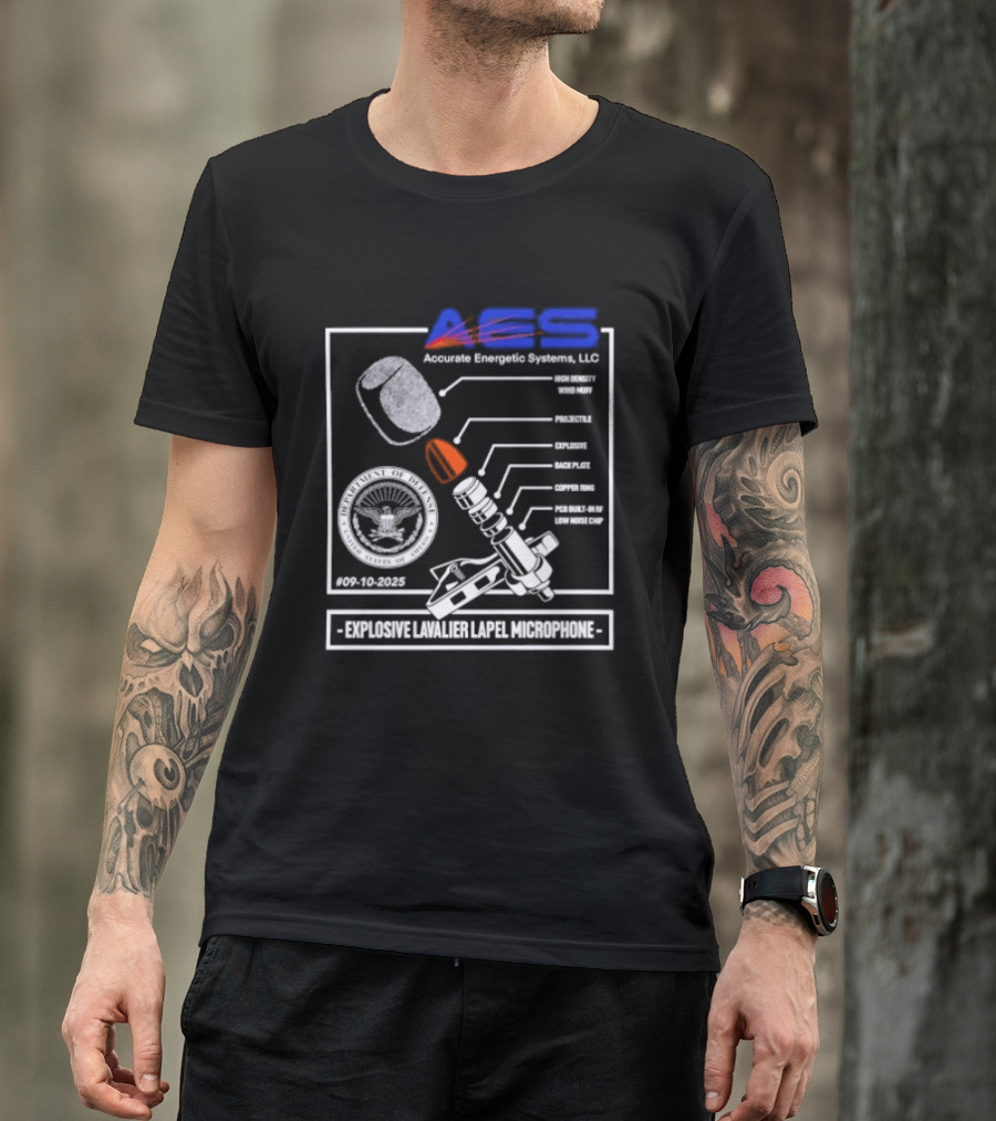 AEC Accurate Energetic Systems LLC Explosive Lavalier Lapel Microphone Components Technical Diagram T-Shirt