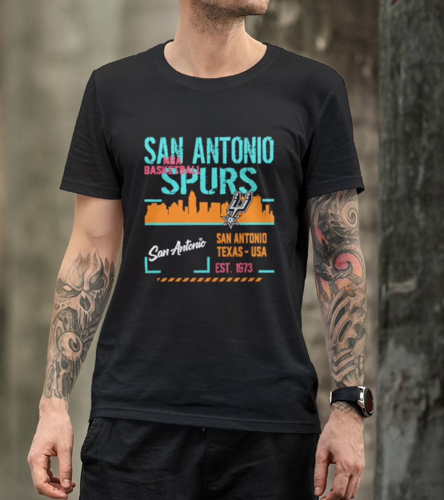 San Antonio Spurs NBA Basketball Skyline 1973 Est. Team Essentials T-Shirt