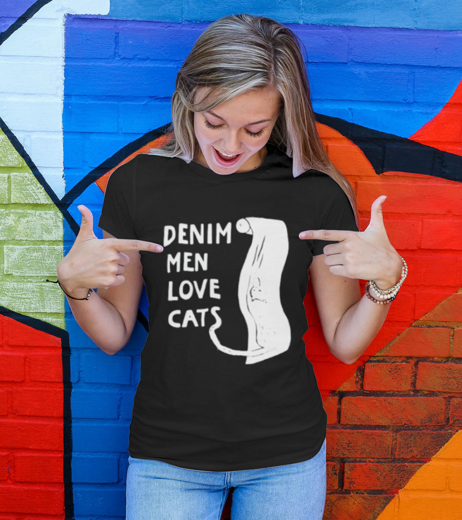 Denim Men Love Cats Fashion T-Shirt