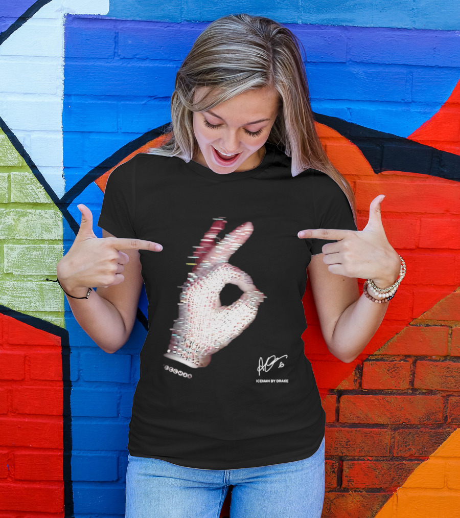 Iceman Hand Gesture By Drake Sign With Rhinestones T-Shirt