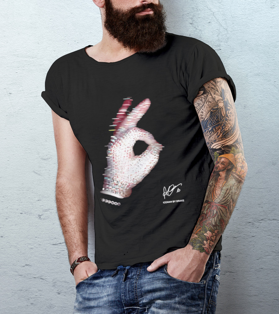 Iceman Hand Gesture By Drake Sign With Rhinestones T-Shirt