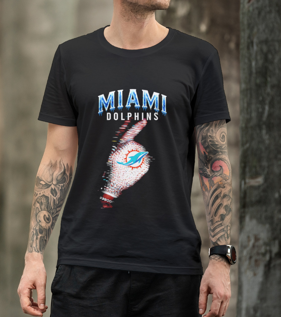 Miami Dolphins Iceman 2026 Glitch Effect Fan Gear T-Shirt