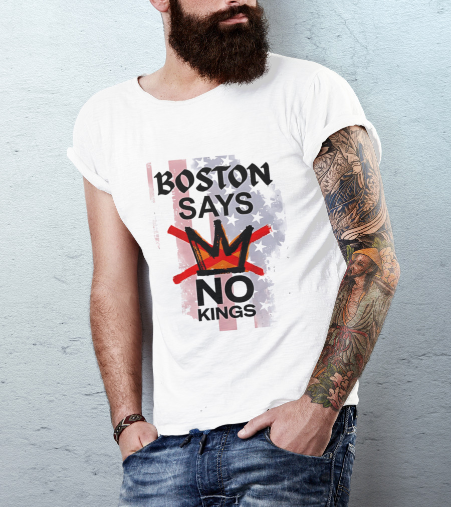 Boston Says No Kings Crown Symbol Stars T-Shirt