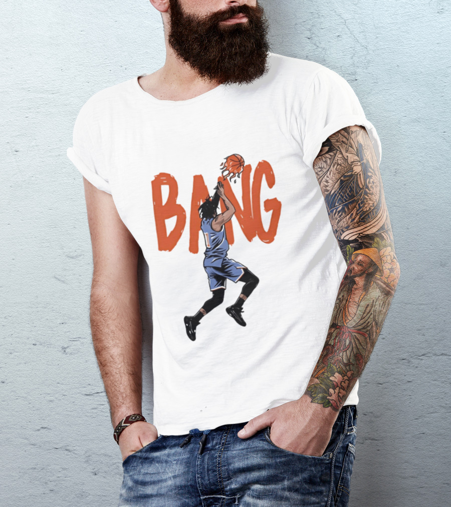 Immanuel Quickley New York Knicks Basketball Player Bang Flaming Shot T-Shirt