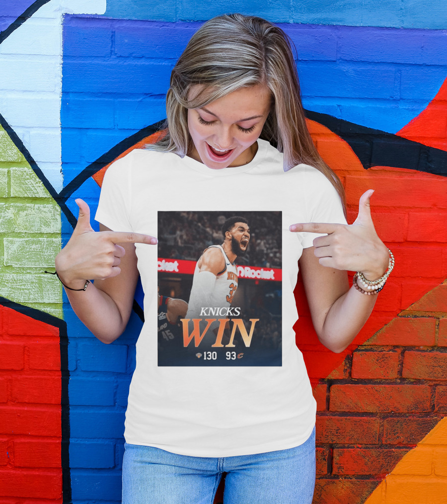 Knicks Win 130 93 Celebration Victory Over Cleveland Playoffs Sweep T-Shirt