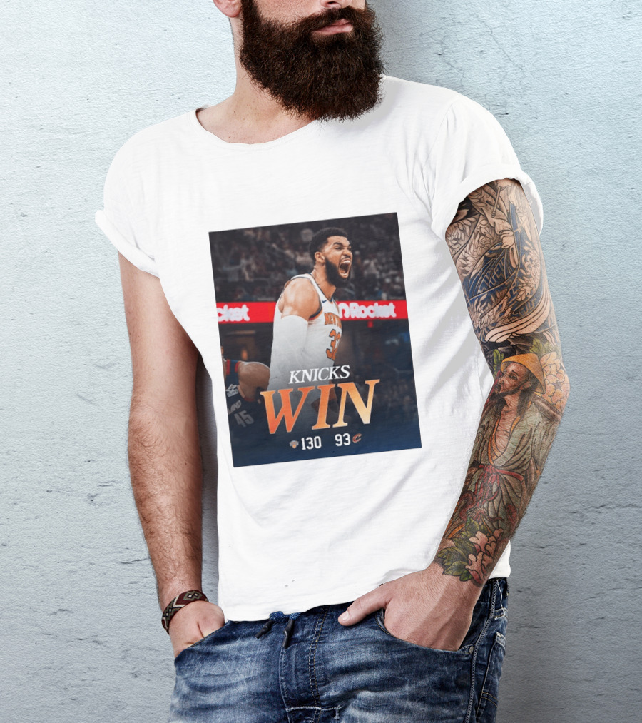 Knicks Win 130 93 Celebration Victory Over Cleveland Playoffs Sweep T-Shirt