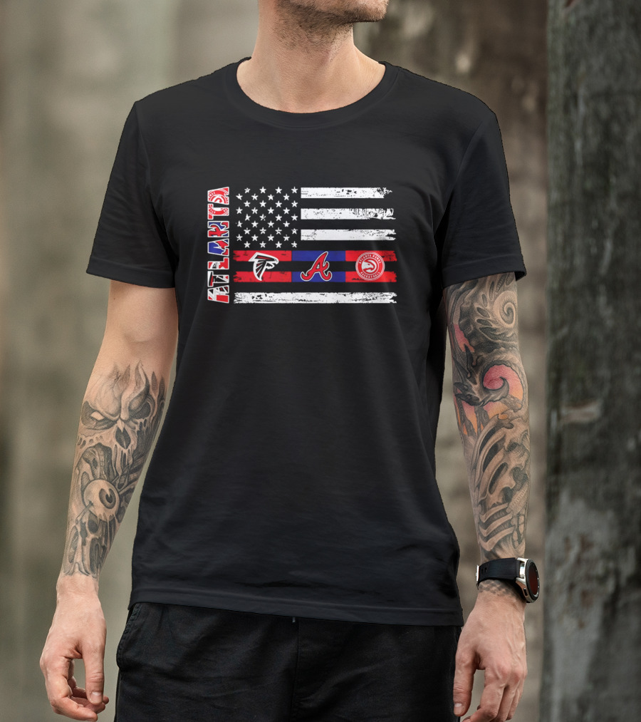 Atlanta Falcons Braves Hawks American Flag T-Shirt