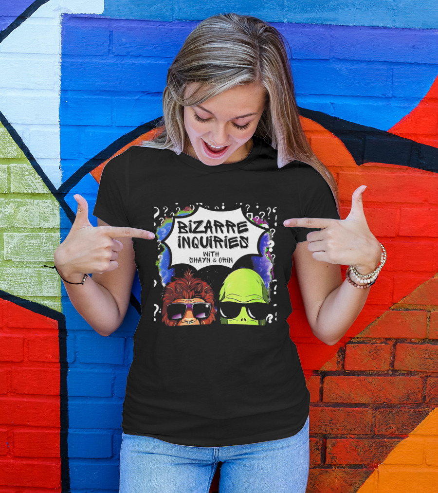 Bizarre Inquiries With Shayn And Orin Bigfoot Alien Question Marks T-Shirt