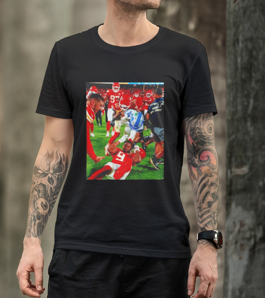 Brian Branch Collision JuJu Smith Schuster Lions Chiefs Football Action T-Shirt