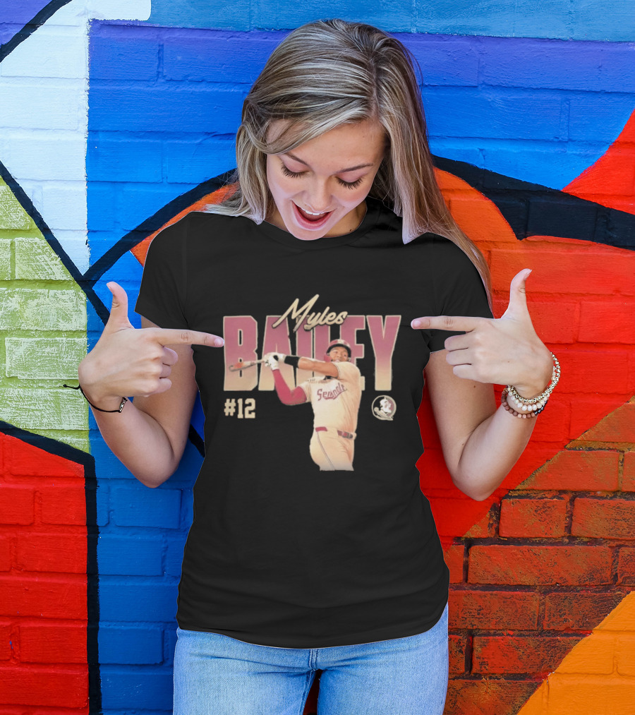 Myles Bailey FSU Seminoles NCAA Baseball #12 Player Collage T-Shirt