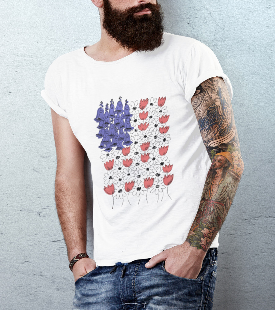 Fourth Of July Foxglove Daisy Tulip Subtle F Trump USA 250 Birthday T-Shirt