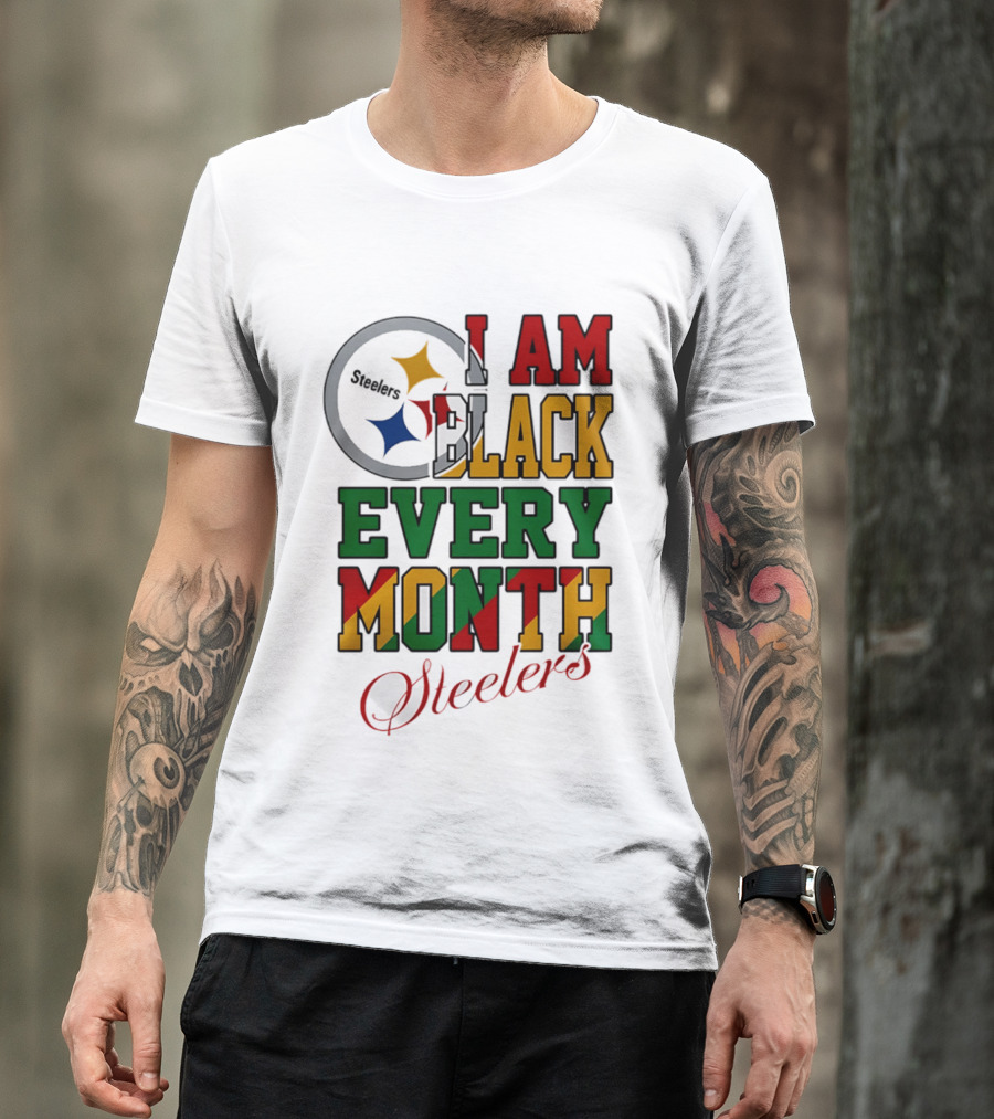 I Am Black Every Month Steelers Juneteenth T-Shirt
