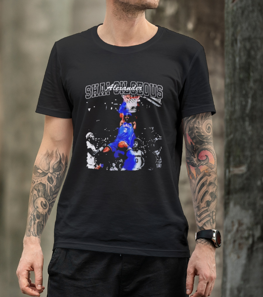 Shai Gilgeous Alexander Thunder Dunk Legacy Basketball Action T-Shirt