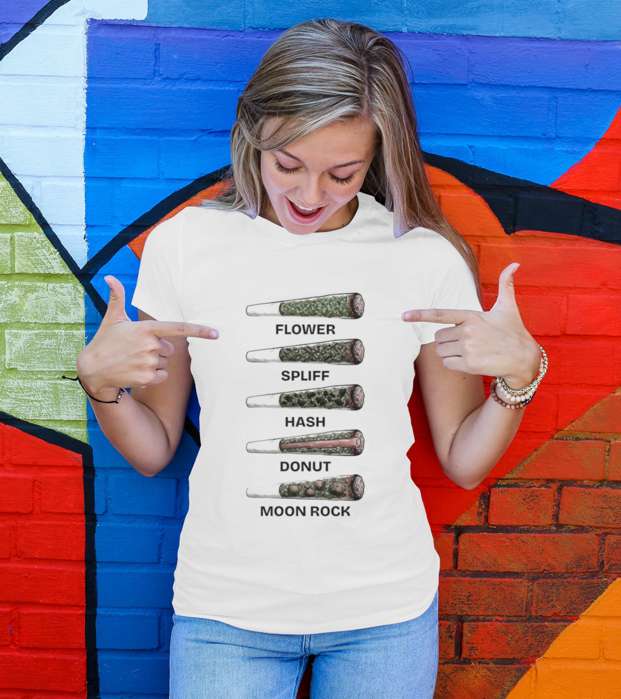 Weed Flower Spliff Hash Donut Moon Rock Smoking Styles T-Shirt