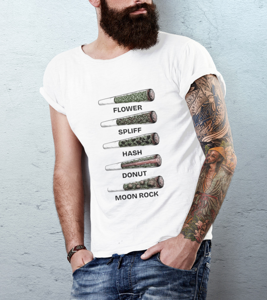 Weed Flower Spliff Hash Donut Moon Rock Smoking Styles T-Shirt