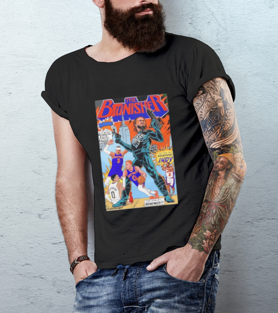 Knicks Comic Crossover The Brunisher Bocker Backpages Featuring Empire State Building T-Shirt