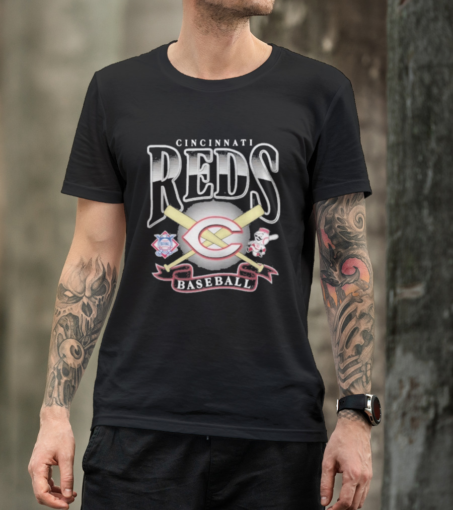 Cincinnati Reds Baseball Crossed Bats Mascot Chrometown Collection T-Shirt