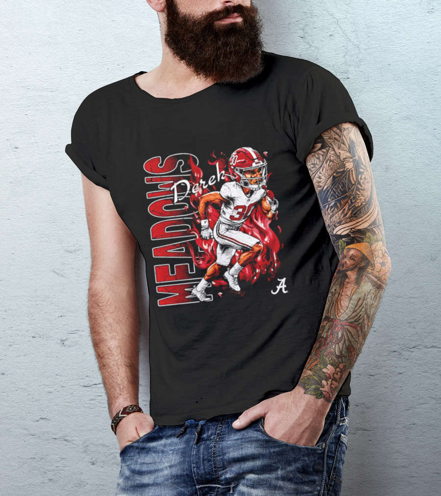 Derek Meadows Alabama Football NCAA Caricature Crimson Tide Player No. 30 T-Shirt