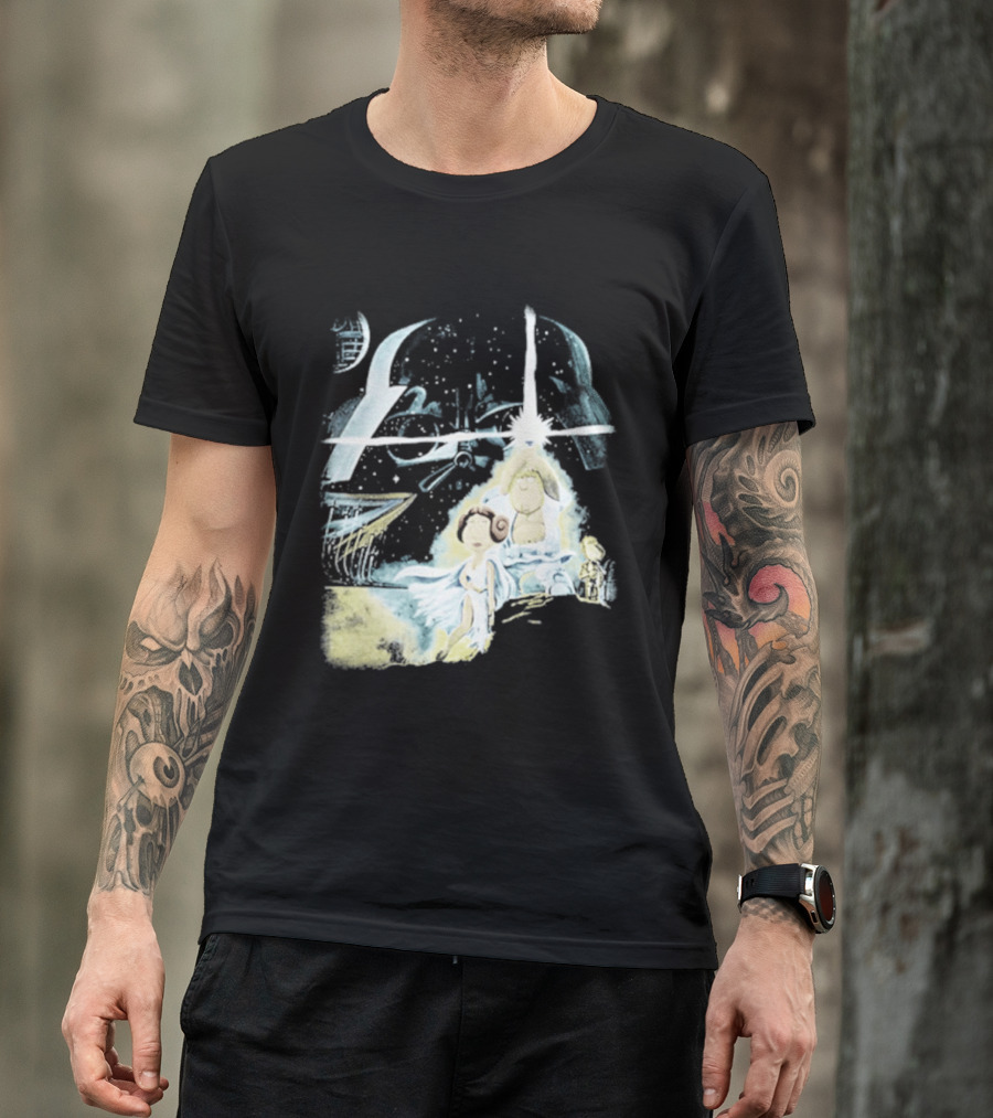 Star Wars Family Guy Princess Leia Lightsaber Spaceship Moon T-Shirt