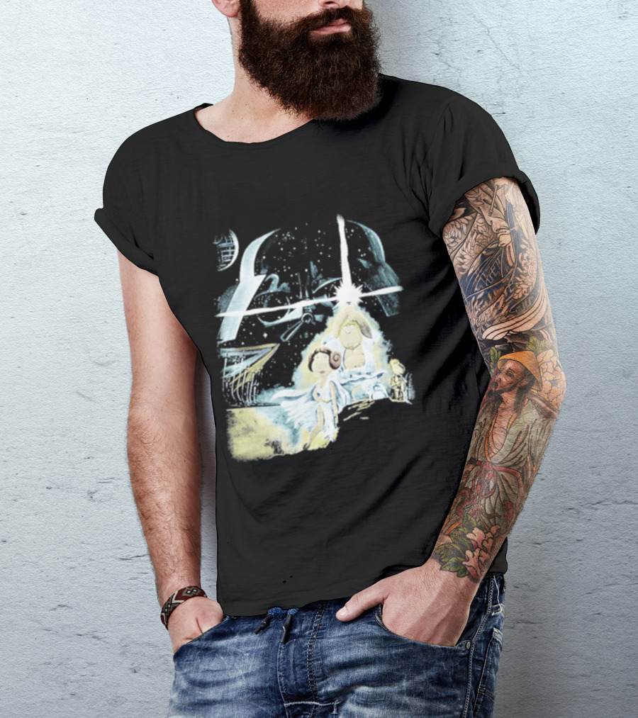 Star Wars Family Guy Princess Leia Lightsaber Spaceship Moon T-Shirt